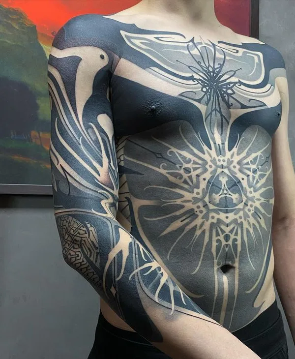 male black and grey blackwork татуировка на full body #75520 | Тату мастер Stefan Halbwachs