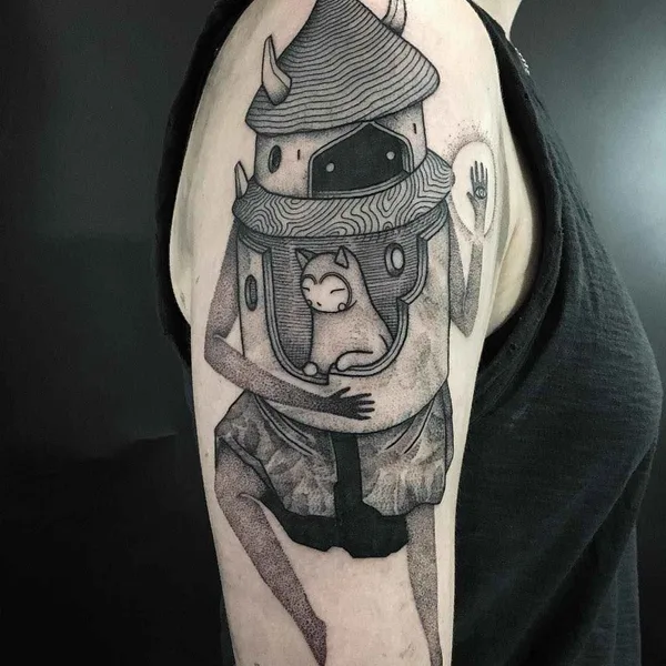 Graphic tattoo by William Steiner-Pacheco in Stockholm