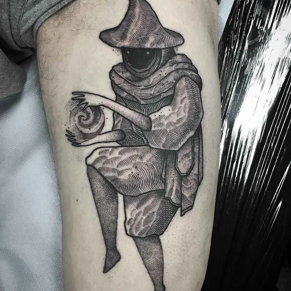 Graphic tattoo by William Steiner-Pacheco in Stockholm