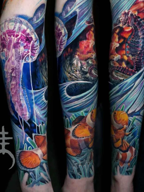 color realism tattoo auf full sleeve #18331 | Tätowierer Moriel El Mori Seror