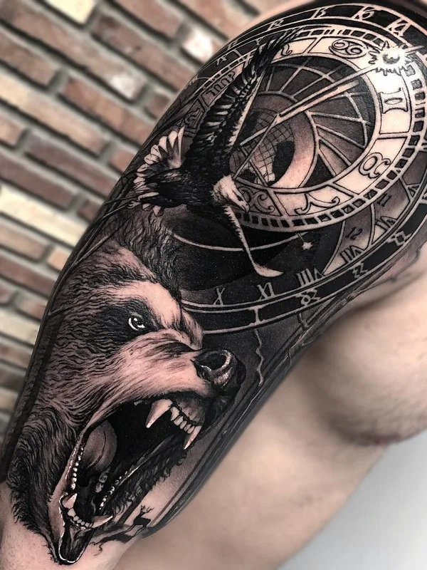 male black and grey realism tatuaje en upper arm #26535 | Tatuador Matias Noble