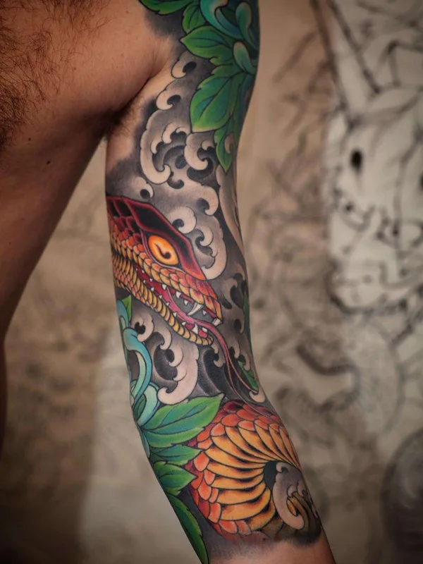 male color japanese Tatuaggio su full sleeve #21436 | Tatuatore Johan Svahn