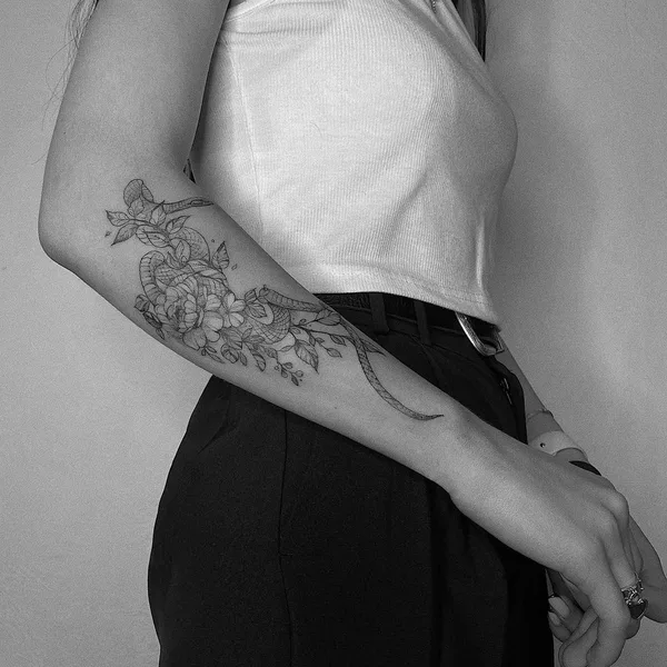 Botanical tattoo by Darina Bondarenko in Воронеж