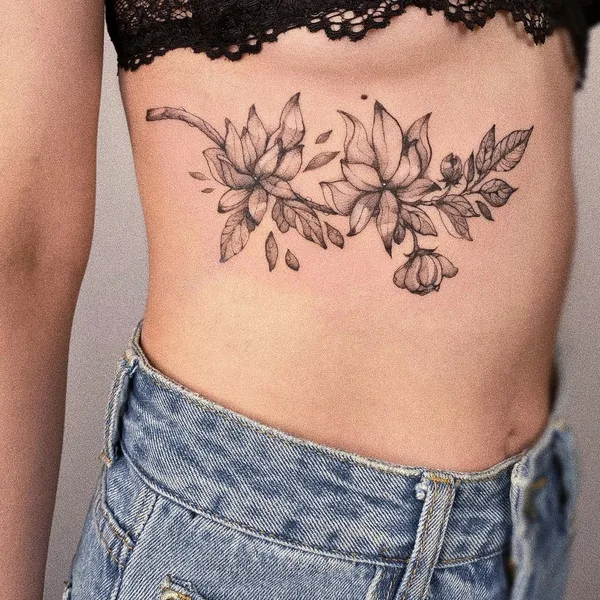 Botanical tattoo by Darina Bondarenko in Воронеж