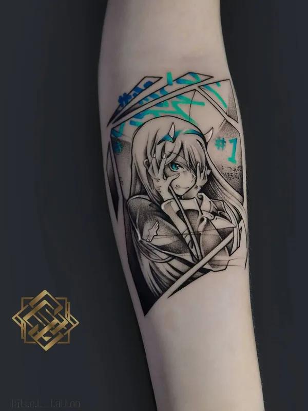 black and grey anime Tatuaggio su forearm #49314 | Tatuatore Вячеслав Елкин