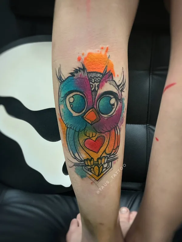 color watercolor tatouage sur calf #49334 | Artiste tatoueur Александр Таус