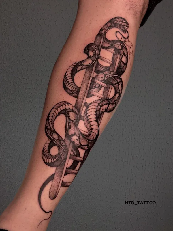 black and grey blackwork Tatuaggio su forearm #63686 | Tatuatore ntd_tattoo