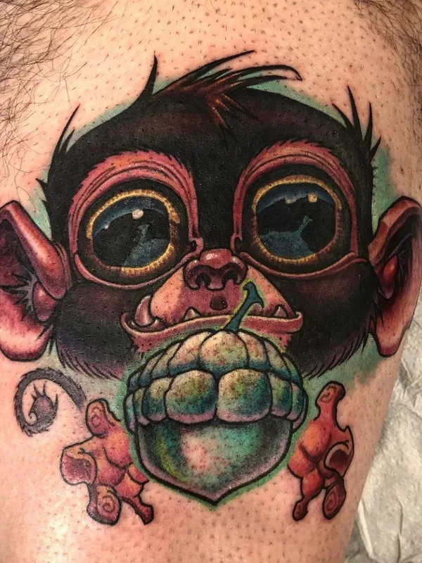color new school Tatuaggio su thigh #63699 | Tatuatore Jesse Smith