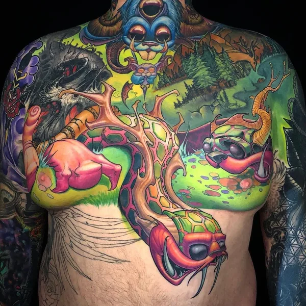 Нью Скул tattoo by Jesse Smith in Richmond