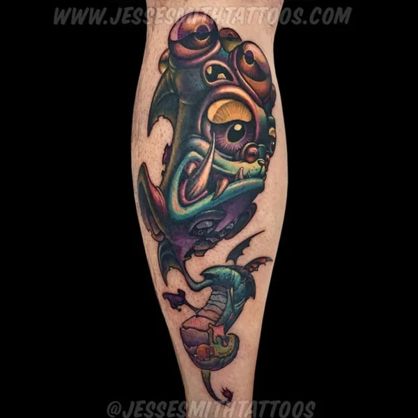 Нью Скул tattoo by Jesse Smith in Richmond