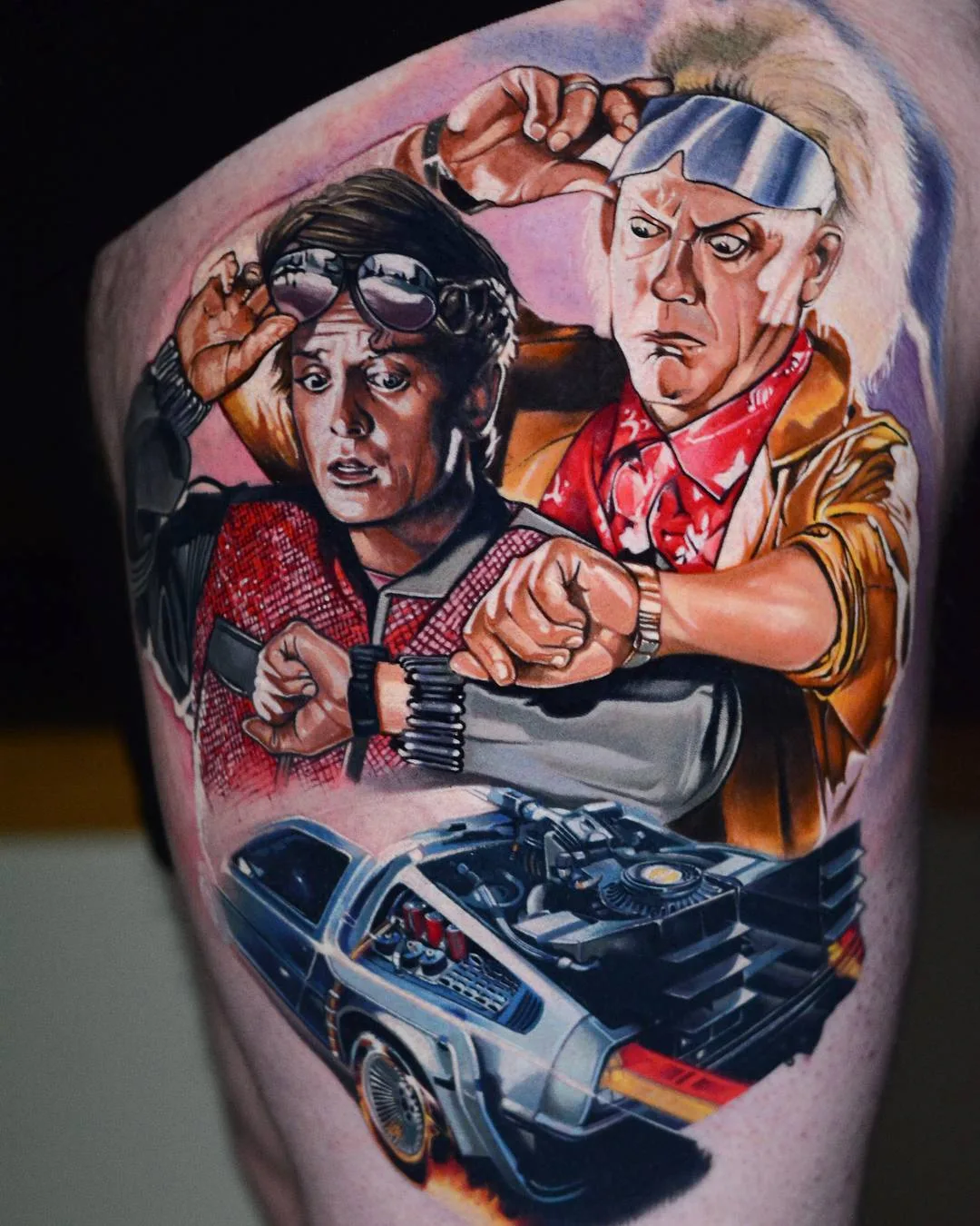 Tattoo artist Ben Ochoa, color author's realistic animation tattoo, marvel super hero, DC | Hesperia, United States