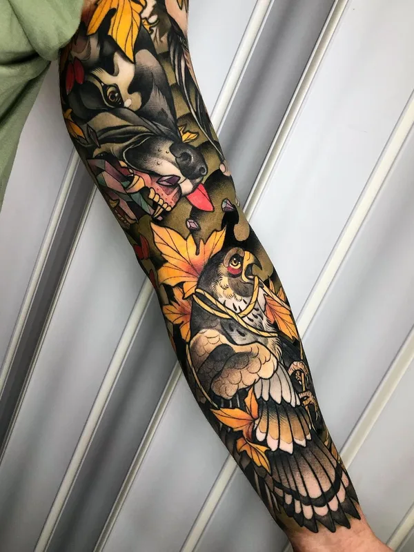 color neo traditional Tatuaggio su full sleeve #39363 | Tatuatore Yeray Perez