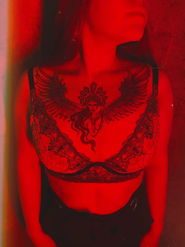 female black blackwork Tatuagem em chest #68811 | Tatuador БОСС МОРОЗОВ