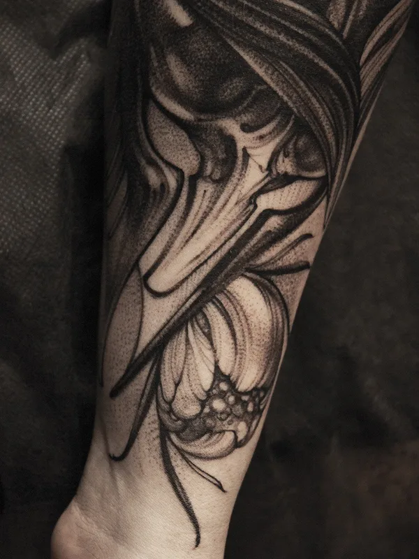 black and grey blackwork татуировка на forearm #68815 | Тату мастер Полина Гаевская