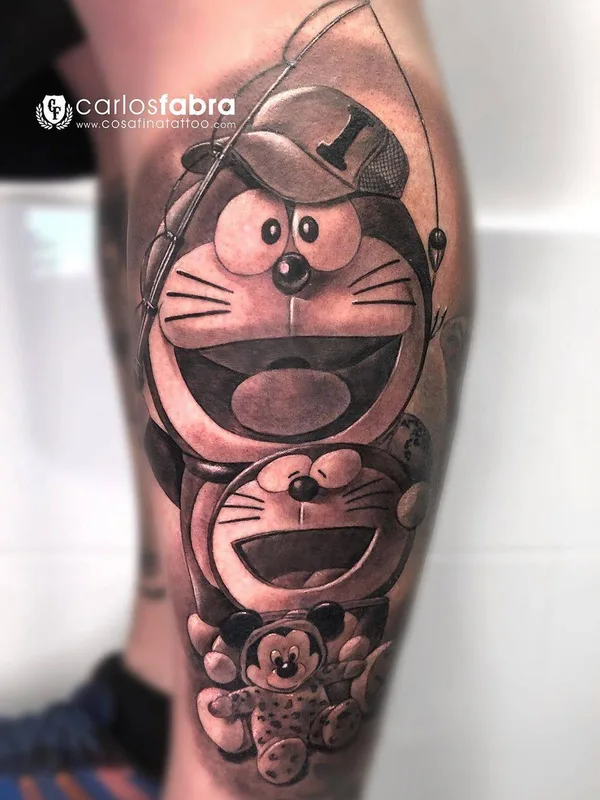 black and grey realism tatouage sur calf #30876 | Artiste tatoueur Carlos Fabra