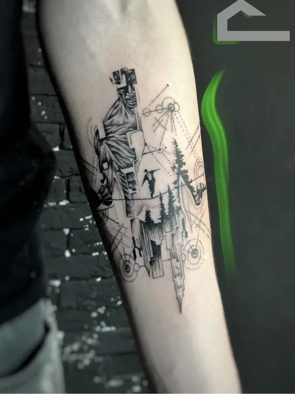 black and grey geometric tattoo auf forearm #69864 | Tätowierer Тертишник Даниил