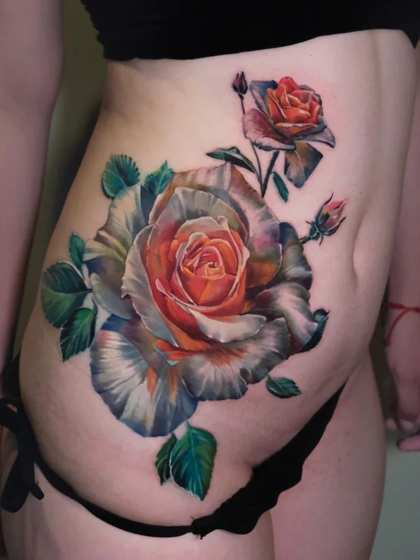 female color realism tattoo on side #55784 | Tattoo Artist Nik Lucas
