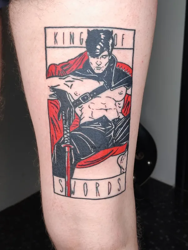 male color graphic tatuaje en thigh #57924 | Tatuador Marie Thirteen