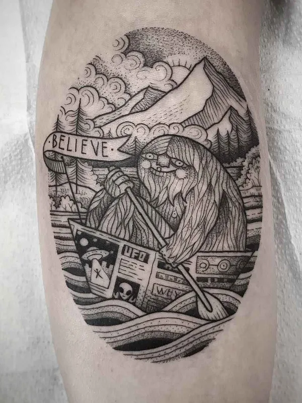 black blackwork татуировка на calf #19539 | Тату мастер Susanne Suflanda Konig