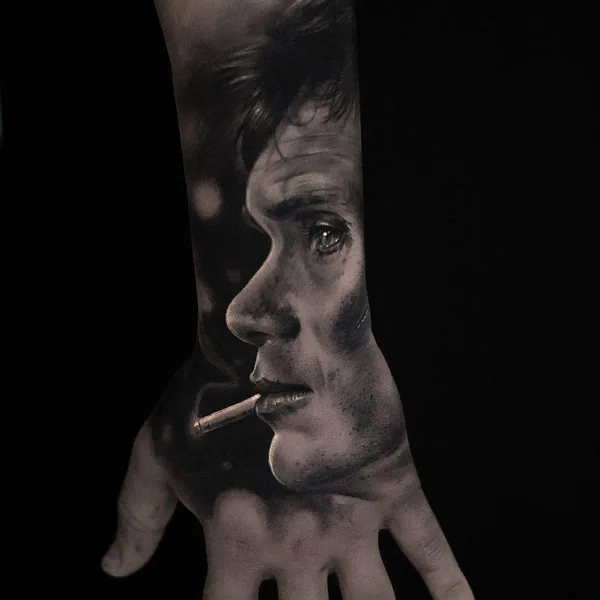 Portrait tattoo by Coreh Lopez in Barcelona