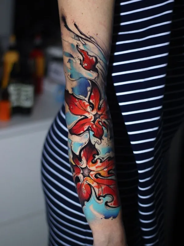 female color watercolor Tatuaggio su forearm #37608 | Tatuatore Илья Черник