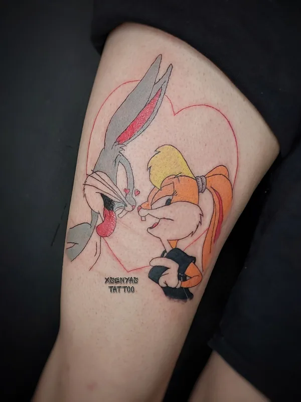 color cartoon татуировка на thigh #74202 | Тату мастер Ксения Вахромеева 