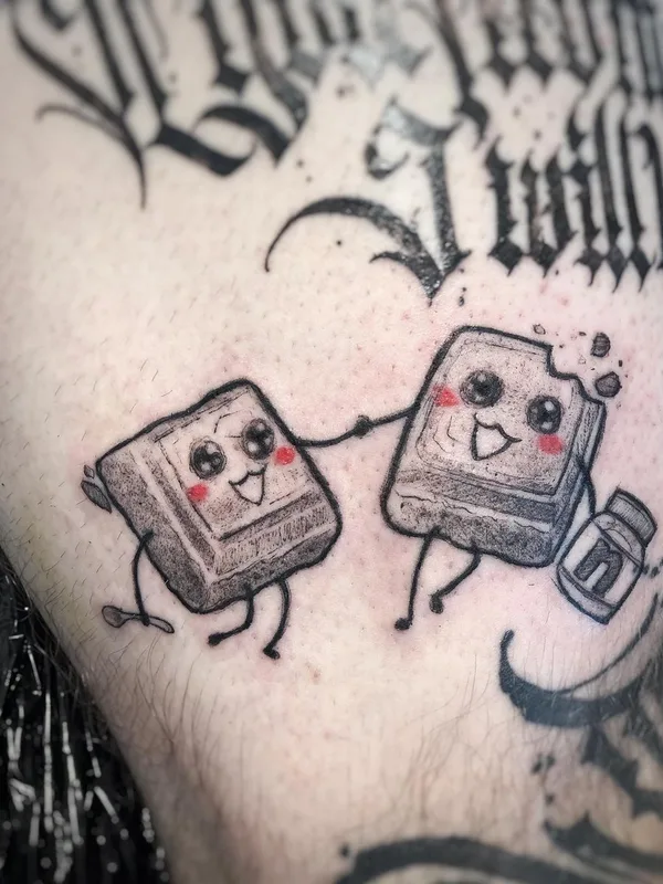 black and grey cartoon tattoo auf chest #43478 | Tätowierer Joanna Kru