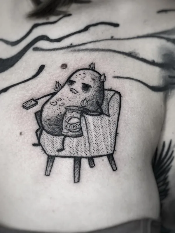 black and grey blackwork tattoo auf chest #43481 | Tätowierer Joanna Kru