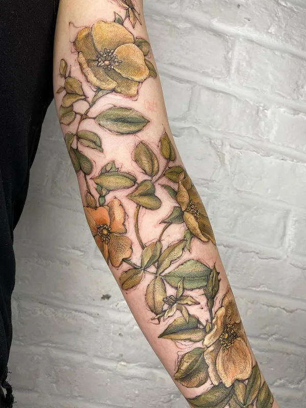 color botanic Tatuagem em forearm #43512 | Tatuador Hettie Baker