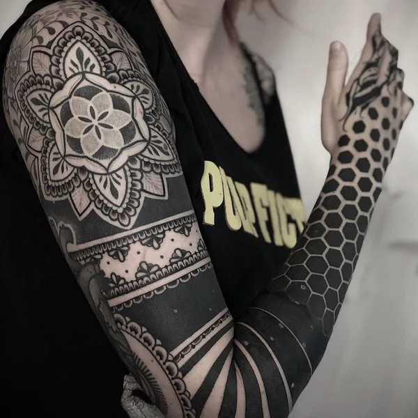 Ornamental tattoo by Mona Wanner in Innsbruck