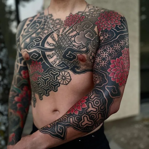 Ornamental tattoo by Jessi Manchester in Austin