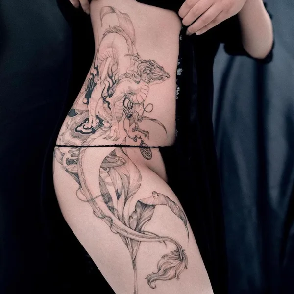 Graphic tattoo by Zihwa in Seoul