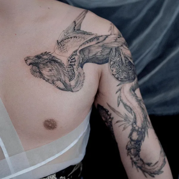 Graphic tattoo by Zihwa in Seoul