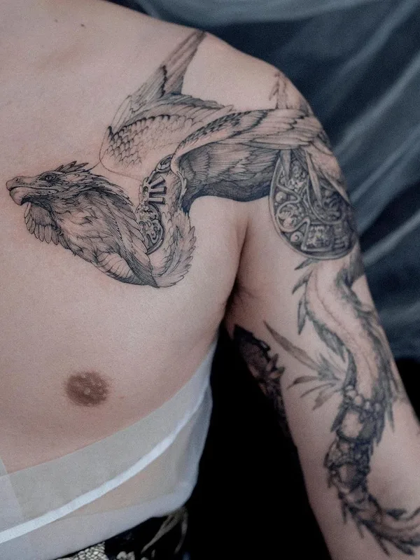 black and grey black and grey tatouage sur chest #46249 | Artiste tatoueur Zihwa