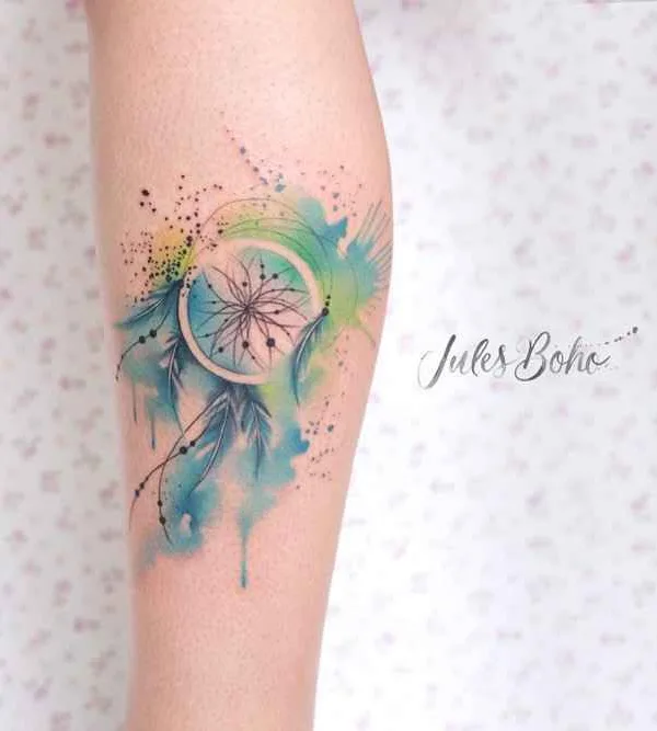 color watercolor татуировка на calf #19181 | Тату мастер Jules Boho