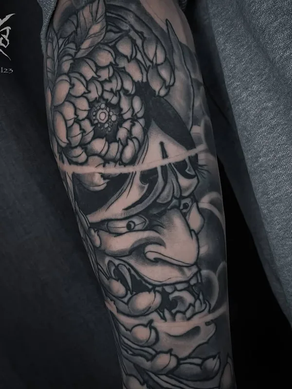 black and grey japanese tattoo on forearm #49361 | Tattoo Artist Алексей Евгеньевич