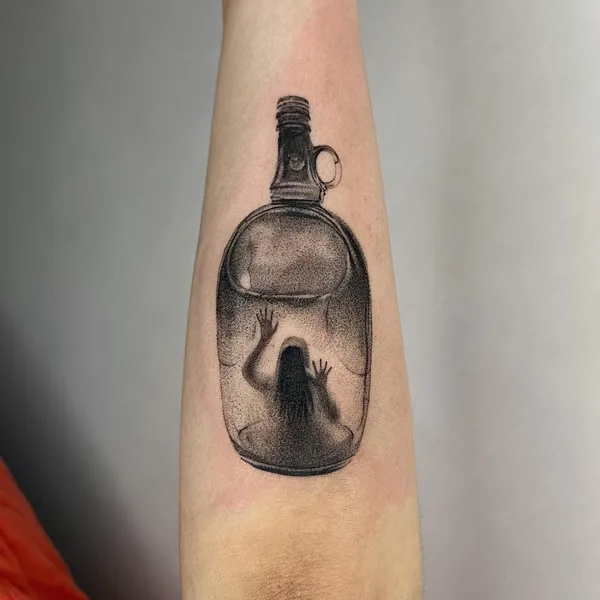 Graphic tattoo by Camille @plantsnpokes in Seattle