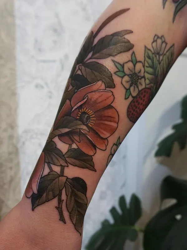 female color neotraditional татуировка на forearm #63779 | Тату мастер Melise Hill