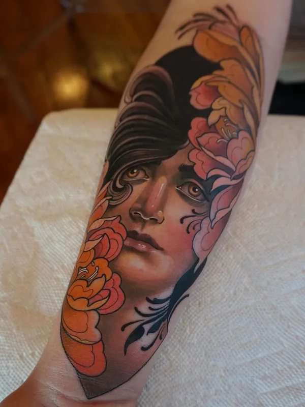 men color neotraditional татуировка на forearm #63783 | Тату мастер Melise Hill