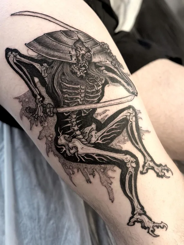 black and grey blackwork Tatuagem em thigh #63793 | Tatuador GANJI