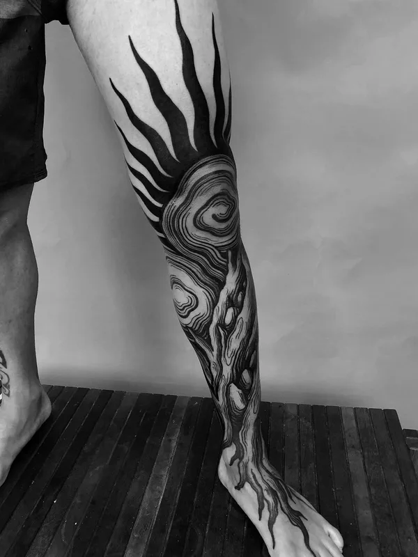 men black blackwork Tatuagem em leg #63818 | Tatuador Marcelo Zissú