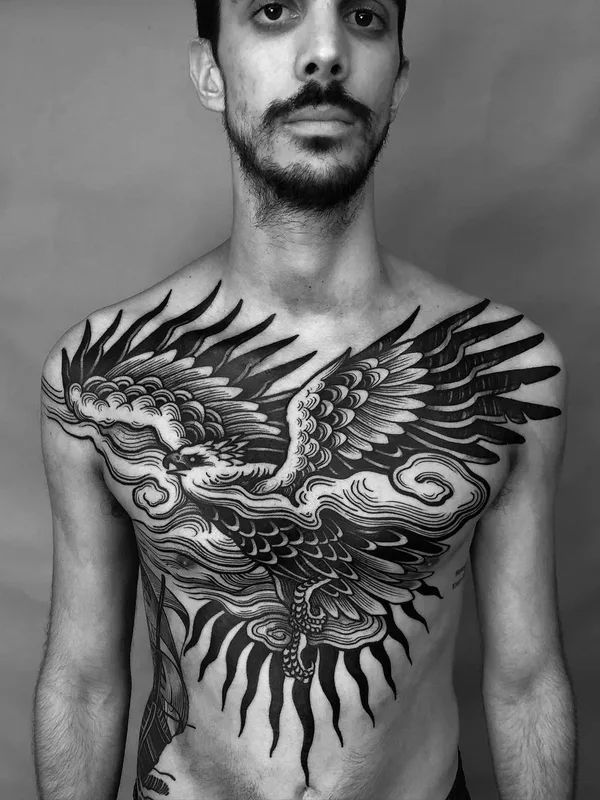 men black blackwork Tatuagem em chest #63816 | Tatuador Marcelo Zissú