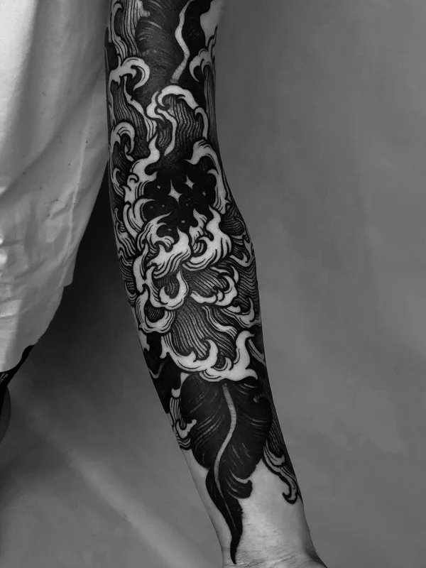 men black blackwork Tatuagem em sleeve, arm #63819 | Tatuador Marcelo Zissú