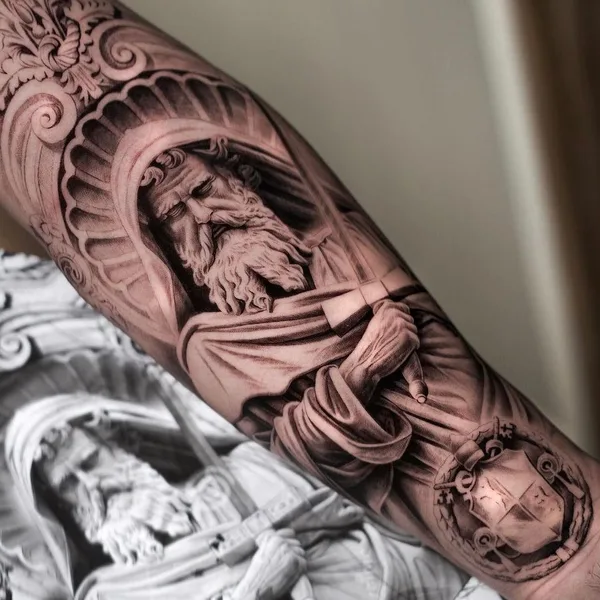 engraving tattoo by @claytattoos in Denton