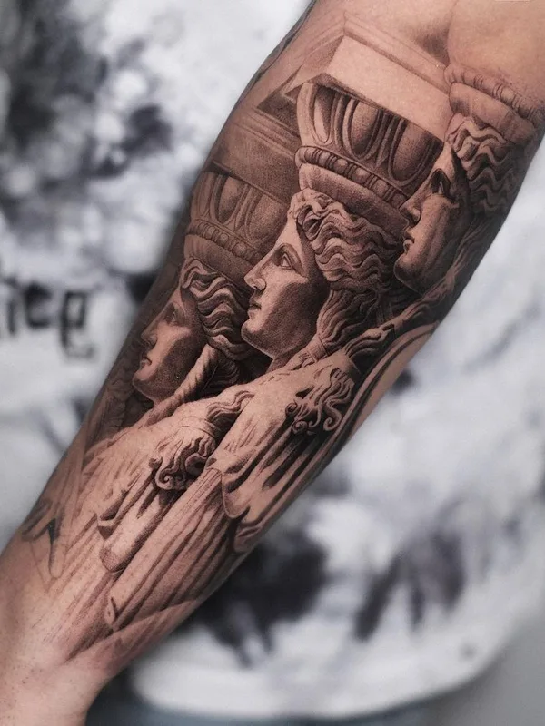 men black&gray realism, engraving Tatuagem em forearm #63823 | Tatuador @claytattoos