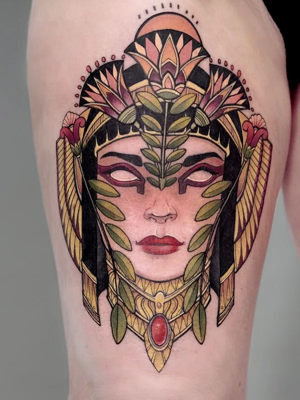 color illustrative tatouage sur thigh #67459 | Artiste tatoueur JÓN PÁLL