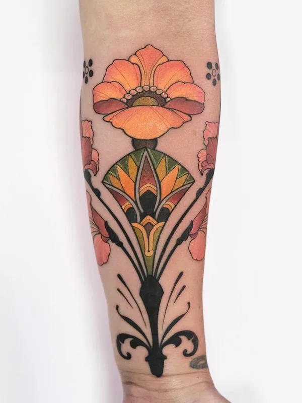 color ornamental tatouage sur forearm #67454 | Artiste tatoueur JÓN PÁLL
