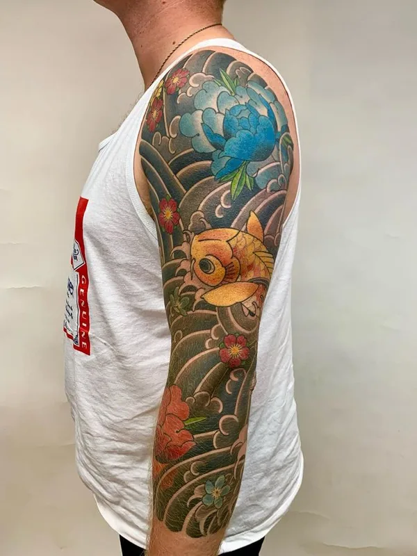 color japanese tatouage sur full sleeve #67468 | Artiste tatoueur Búri