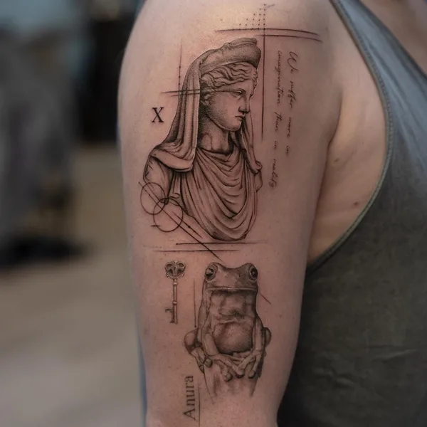 Graphic tattoo by Oliver Thor in Reykjavík