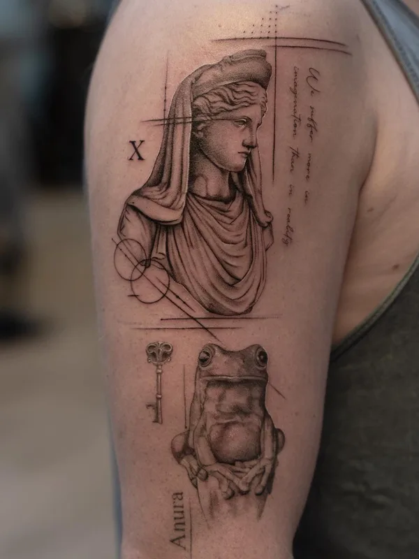 black and grey sketch татуировка на upper arm #67507 | Тату мастер Oliver Thor